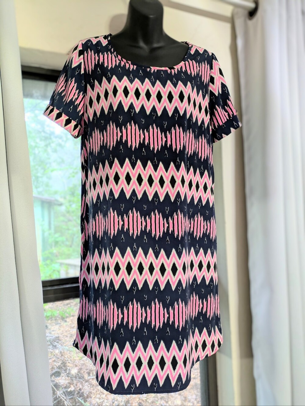 Myan Dress EUC. Blue, Pink, White And Black. Lined. Size M